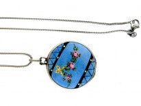 Silver Enamel Locket on Chain