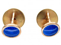 Diamond & Blue Enamel Gold Cufflinks