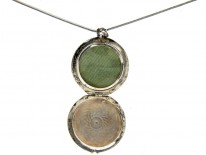 Silver Enamel Locket on Chain