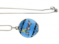 Silver Enamel Locket on Chain