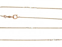 9ct Long Guard Chain Interspersed with Natural Pearls