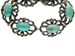 Silver, Marcasite & Turquoise Bracelet