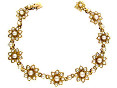 Victorian Natural Pearl Gold Bracelet