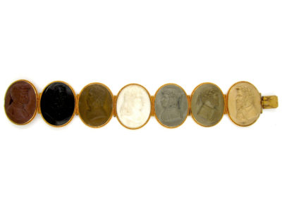 Carved Lava Gold Victorian Bracelet in Original Case