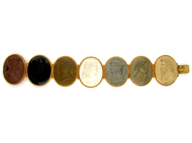 Carved Lava Gold Victorian Bracelet in Original Case