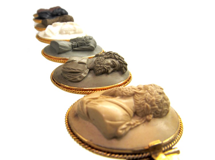 Carved Lava Gold Victorian Bracelet in Original Case