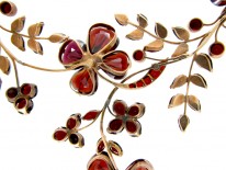 Carved Garnet & Diamond Art Nouveau Necklace