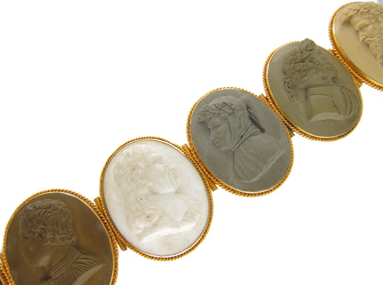 Carved Lava Gold Victorian Bracelet in Original Case