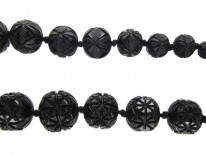 Carved Jet Victorian Bead Necklace