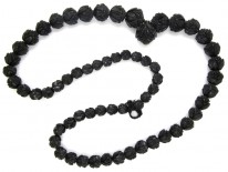 Carved Jet Victorian Bead Necklace