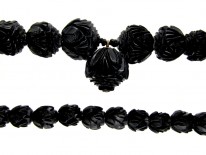 Carved Jet Victorian Bead Necklace