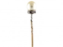 Natural Pearl Diamond & Ruby Tie Pin in Original Case