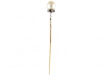 Natural Pearl Diamond & Ruby Tie Pin in Original Case