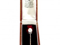Natural Pearl Diamond & Ruby Tie Pin in Original Case