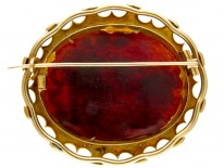 Carved Shell Cameo Brooch in Original Case