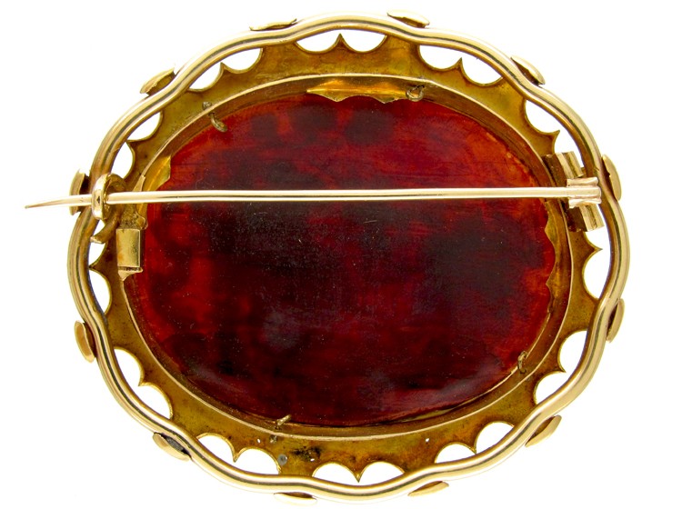 Carved Shell Cameo Brooch in Original Case