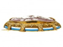 Carved Shell Cameo Brooch in Original Case