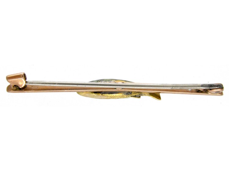 Enamel Trout 9ct Gold Brooch
