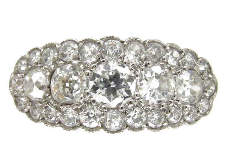 Diamond Boat Shape Cluster Ring