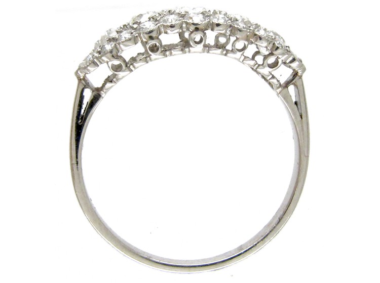 Diamond Boat Shape Cluster Ring