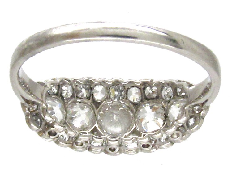 Diamond Boat Shape Cluster Ring