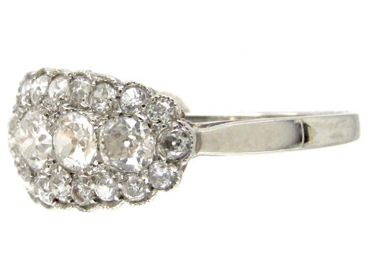 Diamond Boat Shape Cluster Ring