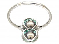 Figure of Eight Emerald & Natural Pearl Art Deco Ring