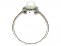 Figure of Eight Emerald & Natural Pearl Art Deco Ring