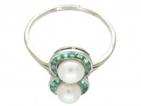 Figure of Eight Emerald & Natural Pearl Art Deco Ring
