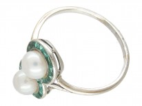 Figure of Eight Emerald & Natural Pearl Art Deco Ring