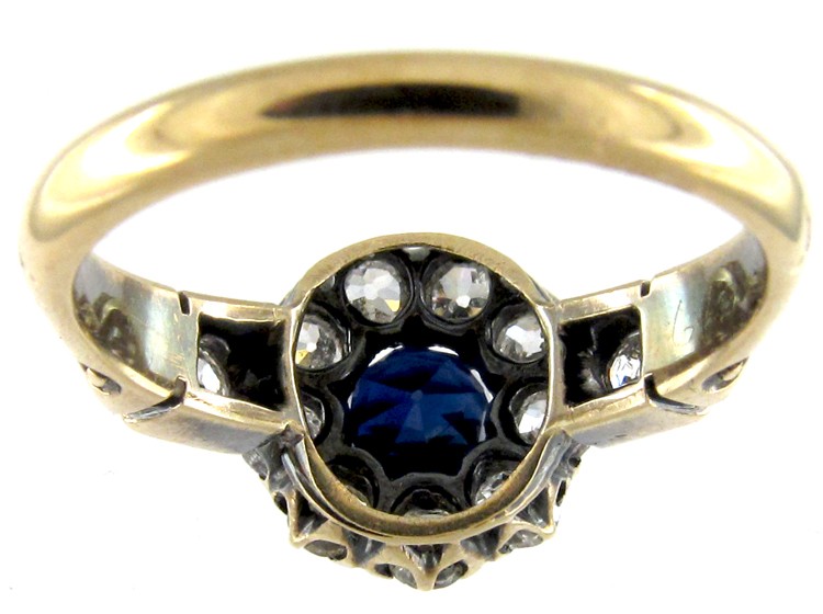 Sapphire & Diamond Cluster Edwardian Ring