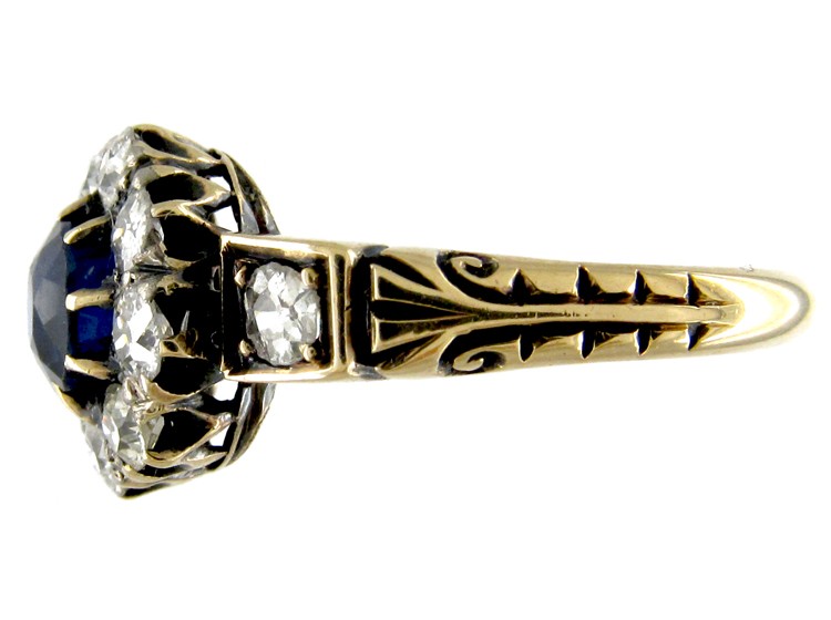 Sapphire & Diamond Cluster Edwardian Ring