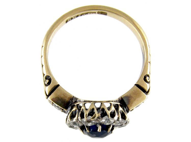 Sapphire & Diamond Cluster Edwardian Ring