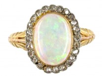 Edwardian Opal & Diamond Cluster Ring