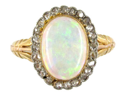 Edwardian Opal & Diamond Cluster Ring