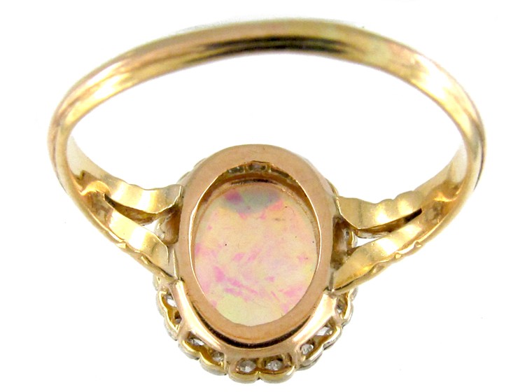 Edwardian Opal & Diamond Cluster Ring