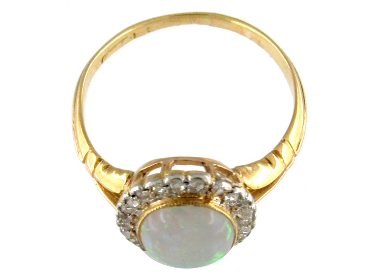 Edwardian Opal & Diamond Cluster Ring