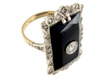 Large Onyx & Diamond Art Deco Ring