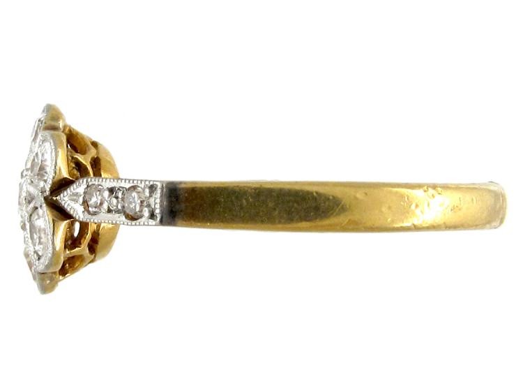 Diamond 18ct & Platinum Cluster Edwardian Ring