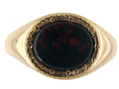 Oval Bloodstone Signet Ring
