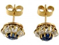 Sapphire & Diamond Cluster Earrings