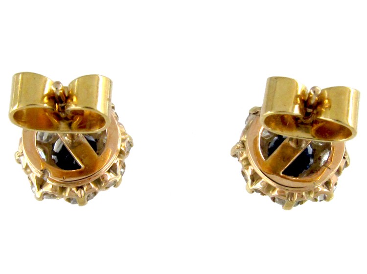 Sapphire & Diamond Cluster Earrings