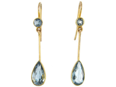 Aquamarine 15ct Gold Drop Earrings