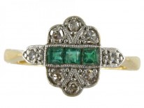 Emerald & Diamond Art Deco Ring