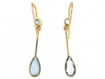 Aquamarine 15ct Gold Drop Earrings