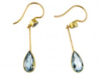 Aquamarine 15ct Gold Drop Earrings