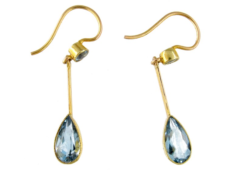 Aquamarine 15ct Gold Drop Earrings