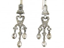 Large Art Deco Silver & Paste Drop Earrings