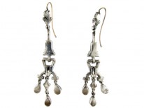 Large Art Deco Silver & Paste Drop Earrings
