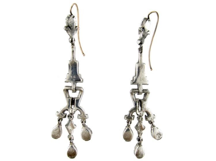 Large Art Deco Silver & Paste Drop Earrings
